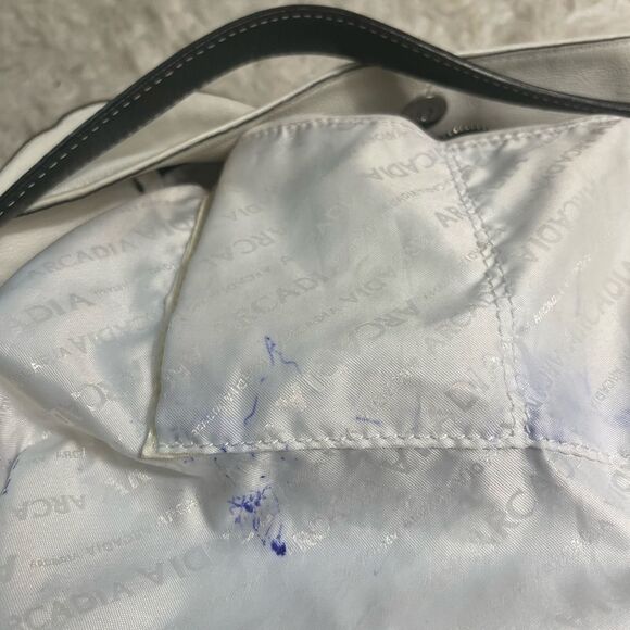 ARCADIA made in Italy White Genuine Leather Satchel Snake skin print accent. - Picture 15 of 16